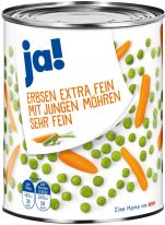 Ja Erbsen exra fein mit jungen Möhren sehr fein 850ml