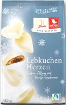 Lambertz Christmas Weiss Gefüllte Lebkuchen-Herzen Weiss Erdbeer-Vanille 150g