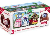 Zaini - Chocolate Eggs With Surprise - Tripack - Robocar Poli 60g