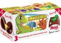 Zaini - Chocolate Eggs With Surprise - Tripack - Dinosauria 60g