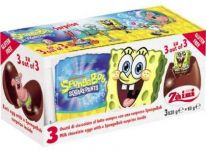 Zaini - Chocolate Eggs With Surprise - Tripack - Sponge Bob 60g