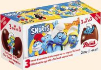 Zaini - Chocolate Eggs With Surprise - Tripack - Smurfs 60g