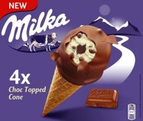 Milka Choc Topped Cone 4x110ml