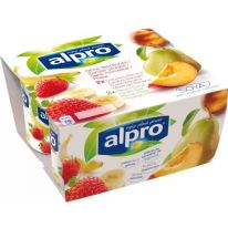 Alpro Soja-Joghurtalternativen Erdbeere-Banane/Pfirsich-Birne, 4x125g