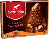 Cote d'Or Caramel, Chocolat lait et Amandes Salées 4x90ml