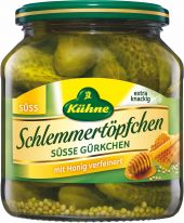 Kühne Schlemmertöpfchen Süsse Gürkchen 580ml, 12pcs