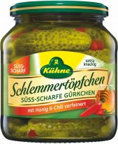 Kühne Schlemmertöpfchen Süß-Scharfe Gürkchen 580ml, 12pcs