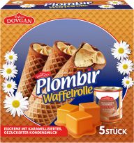 Plombir Waffelrolle Eiscreme mit karamellisierter, gezuckerter Kondensmilch 5 Stück 300g