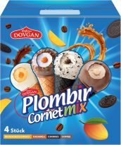 Plombir Cornet Mix - Mangogeschmack, Karamell, Cookies, Coffee - 4 Stück 440ml