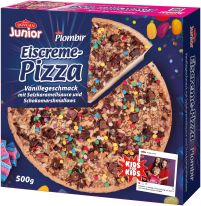 Dovgan Junior Eiscreme Pizza Vanillegeschmack mit Salzkaramellsauce und Schokoladen-Toffees 500g