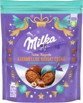 Mondelez Christmas - Milka Feine Kugeln Karamellige Nougat Crème mit gesalzenen Karamellstückchen 90g