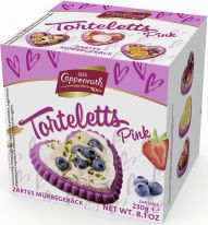 Coppenrath Feingebäck Zarte Mürbe-Torteletts Herzen Pink 230g, Display, 45pcs