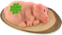 Odenwälder Marzipan Christmas Schwein liegend auf Minibrett i.c. Amordisplay 40g