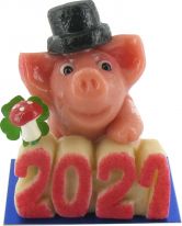 Odenwälder Marzipan Christmas Schwein Beppi mit Jahreszahl im Beutel 100g