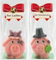 Odenwälder Marzipan Christmas Schwein Lady und Gentleman im Beutel 50g