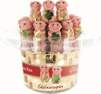 Odenwälder Marzipan Christmas Schwein Frido i. Zylinder i.C. 30g