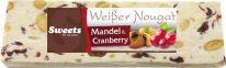 Sweets for my sweet Weißer Nougat Riegel mitCranberry / Mandeln im Schlauchbeutel 150g