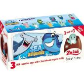 Zaini - Chocolate Eggs With Surprise - Tripack - Sea Animals 60g