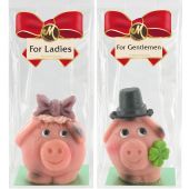 Odenwälder Marzipan Christmas Schwein Lady und Gentleman im Beutel 50g