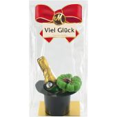Odenwälder Marzipan Christmas Mini Zylinder mit Sektflasche im Beutel 20g