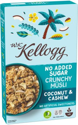 Kelloggs Bio/Ekologisk no added sugar Crunchy Müsli Coconut & Cashew 400g, 5pcs