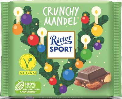 Ritter Sport Christmas Vegan Crunchy Mandel Weihnachten 100g