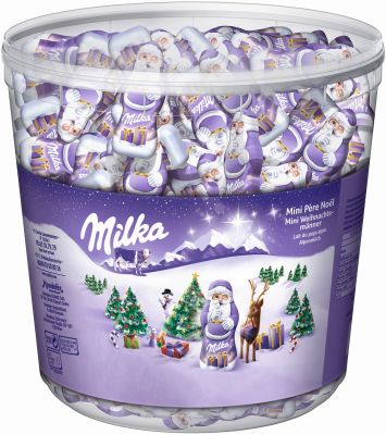 MDLZ DE Christmas Milka Mini Weihnachtsmänner 1540g Klarsichtdose