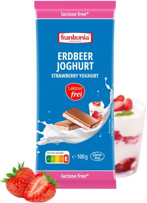 Frankonia Erdbeer-Joghurt gefüllte Vollmilchschokolade laktosefrei 100g