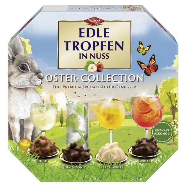 Trumpf Easter Edle Tropfen in Nuss Oster-Collection 200g, Display, 50pcs